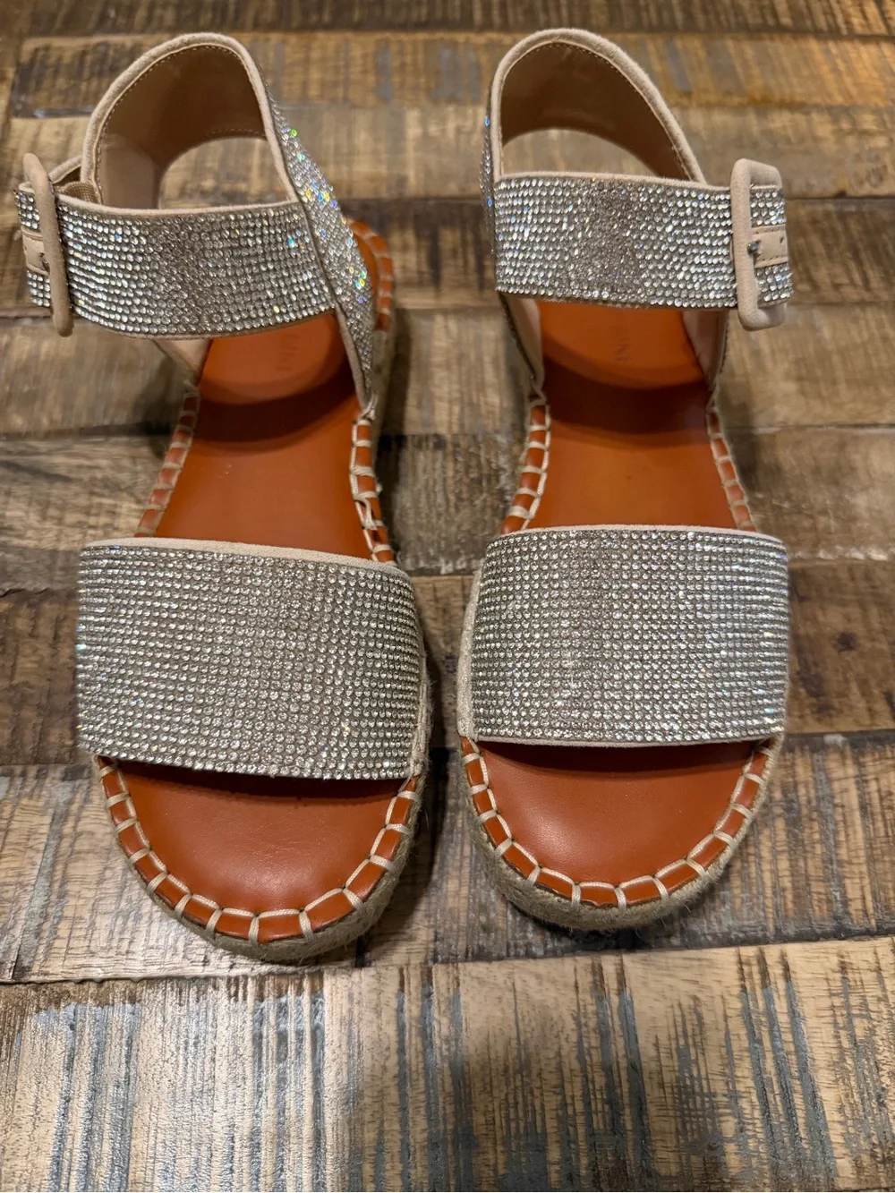 Gianni Bini Women's Espadrille Platform Sandals with Crystal Straps